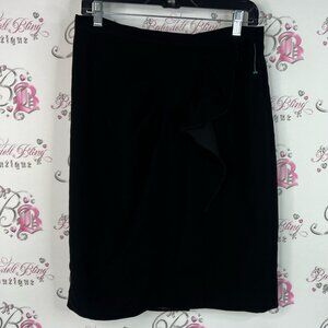 Tahari Classic Black Pencil Skirt ruffle detail zip up back classic classy
